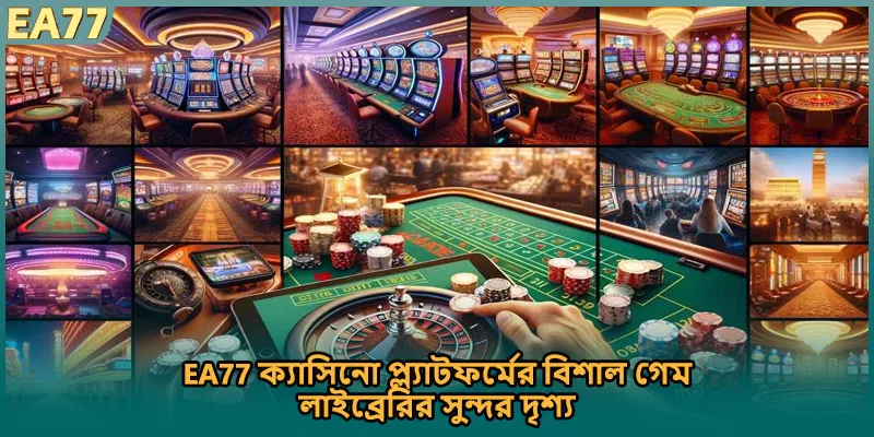 EA77 ক্যাসিনো প্ল্যাটফর্মের বিশাল গেম লাইব্রেরির সুন্দর দৃশ্য]
